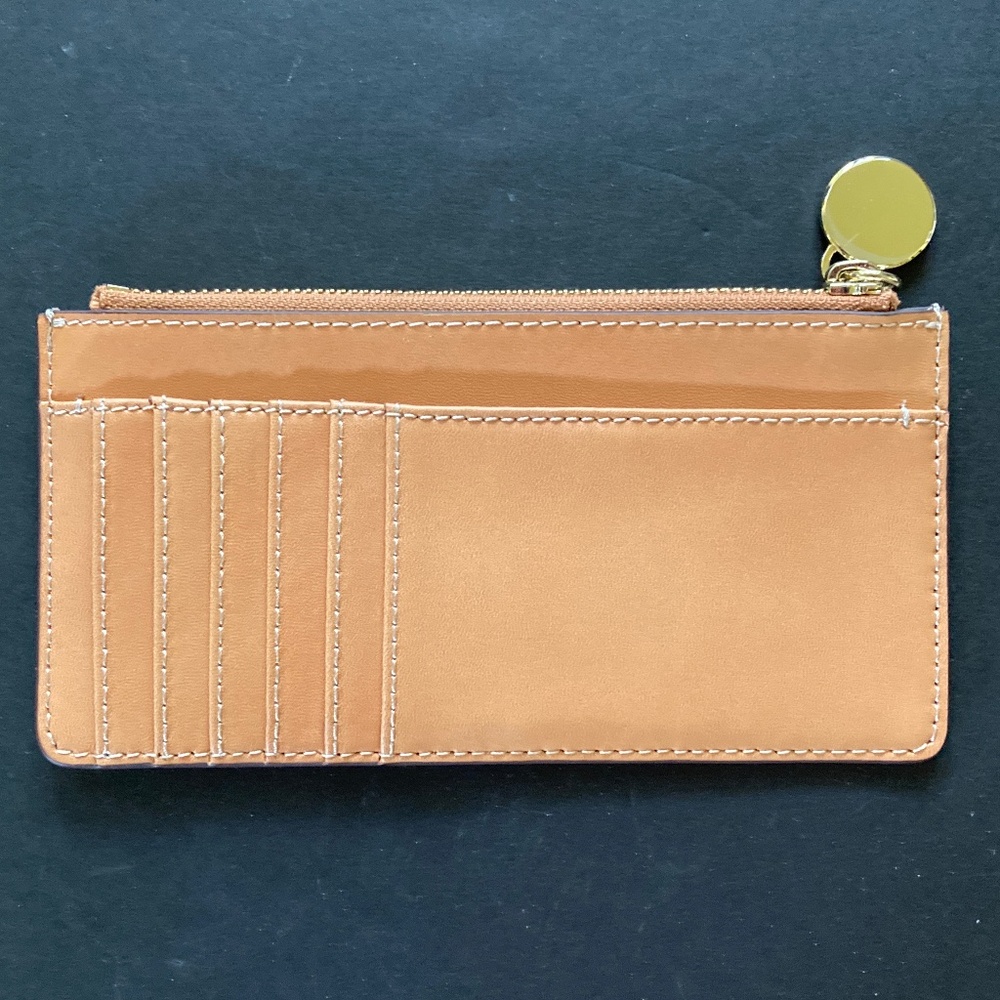 G.I.L.I. Leather Zip Top Card Case - Lucca/Terra Smooth/Gold Tone/NEVER USED!